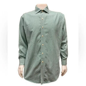 Brooks Brothers Regent Regular Fit Gingham Green Size 17 1/5-4/5